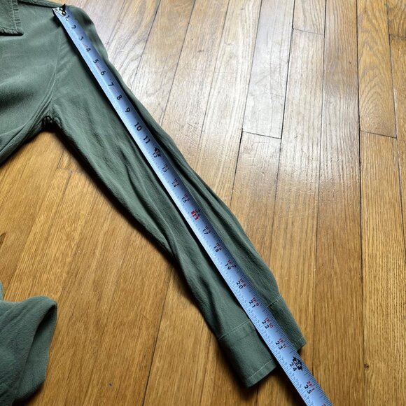 Monrow Size XS Laurel Green Button Up Long Sleeve Collared Elastic Waist Romper - Picture 9 of 15